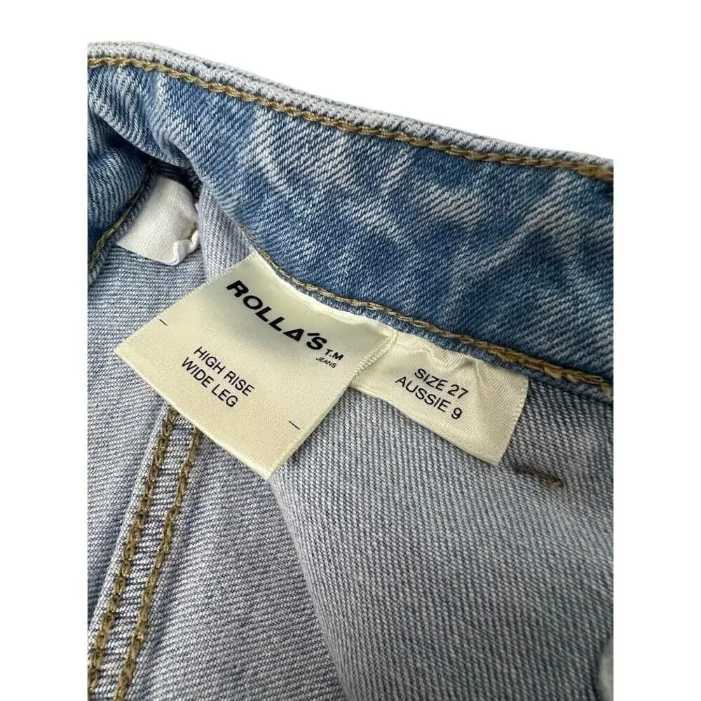 NWT! ROLLA'S WOMEN‎ Sailor Sophie Crop Wide Leg Jeans Light Blue SIZE-27 - Picture 12 of 12